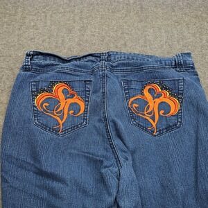 Southpole Capri Jeans Womens 16 Blue Embroidered Curvy Classic Casual